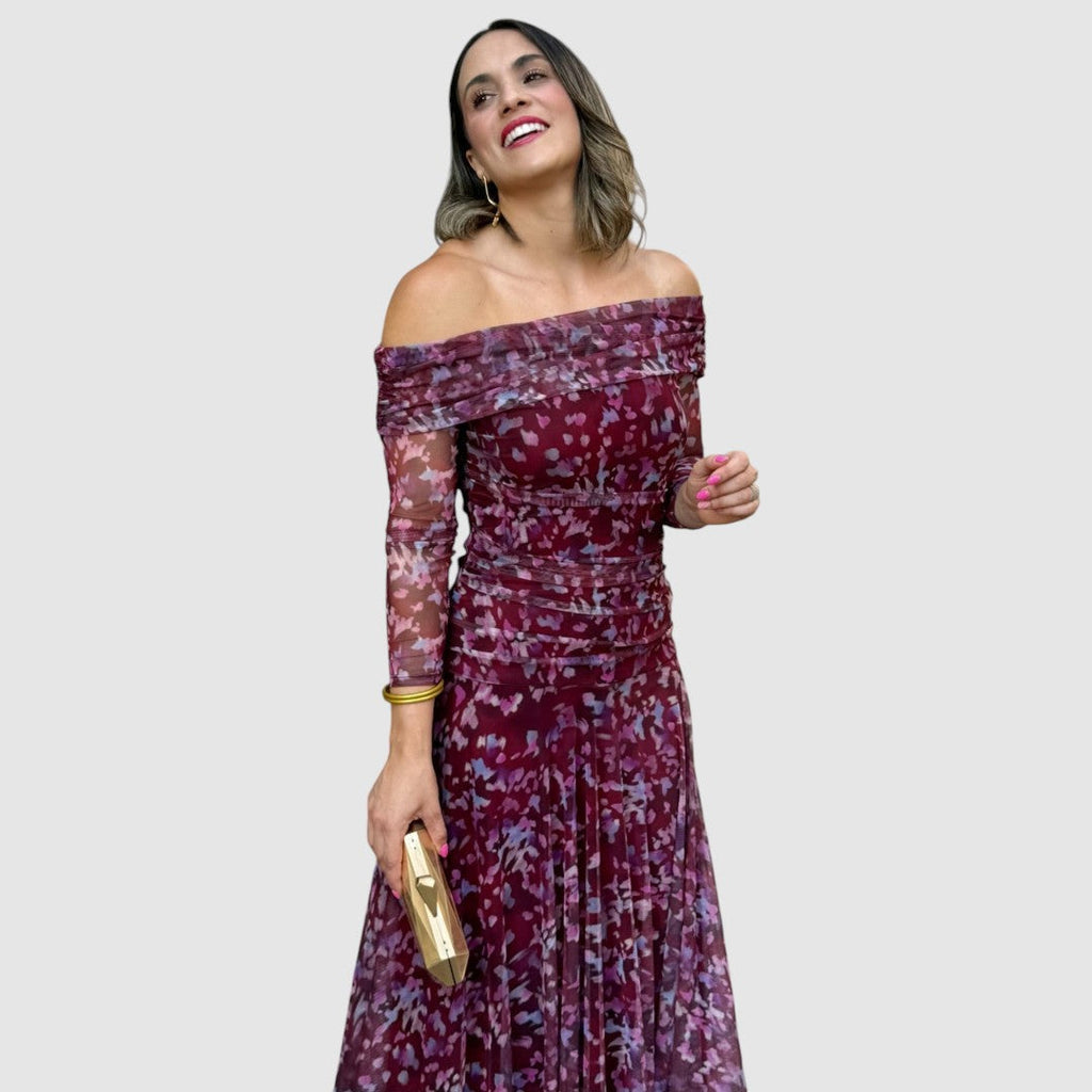 Dana - Off-Shoulder-Abendkleid mit Blumenmuster