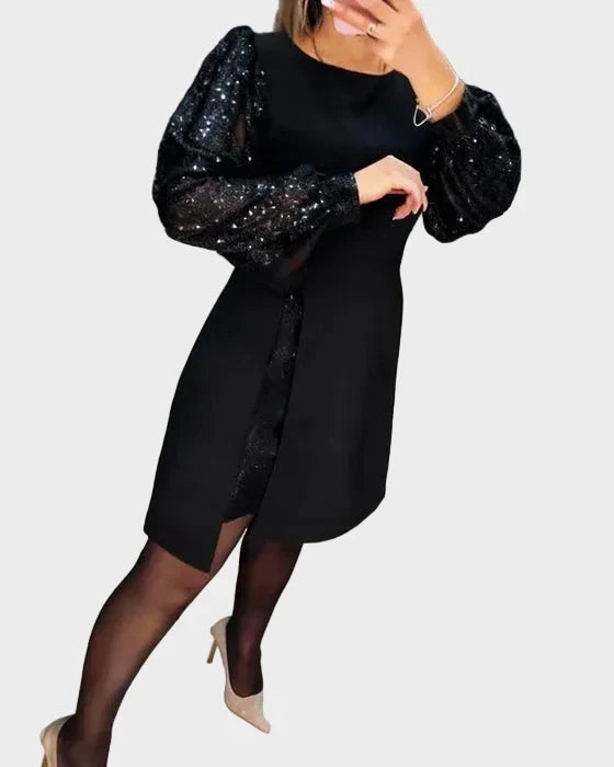 Iwona - Kleid mit glänzenden Puffärmeln