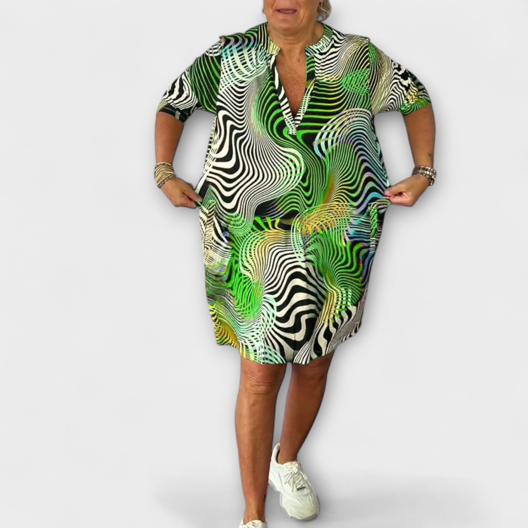 Liora - Buntes Kleid mit V-Ausschnitt