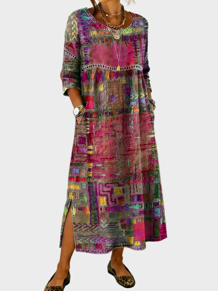 Inaya - Jeanskleid mit Ethno-Patchwork