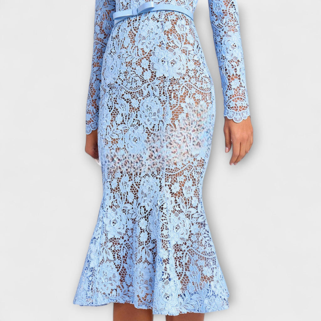 Freya - Elegantes Midi-Kleid aus floraler Spitze
