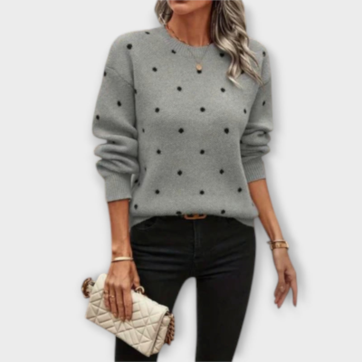 Ava – lässiger langärmliger Pullover mit tupfenmuster