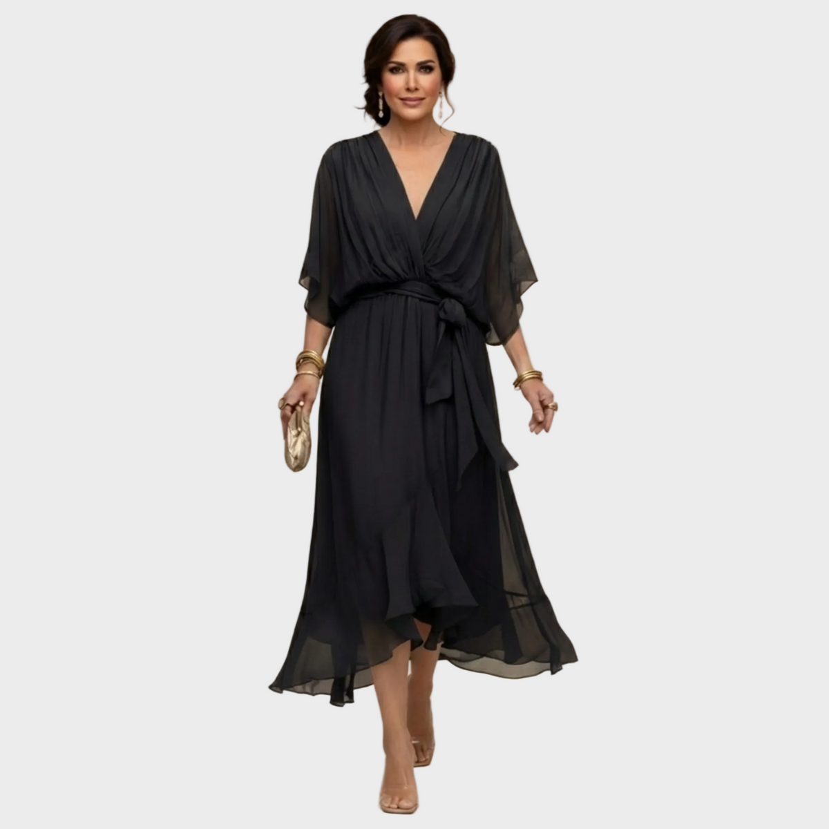 Monica - Chiffonkleid mit V-Ausschnitt