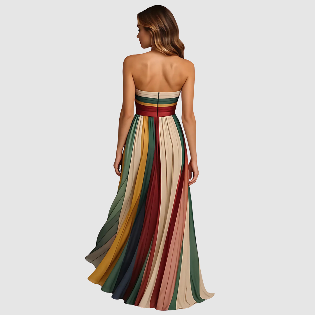 Sára - Langes Plisseekleid ohne Träger