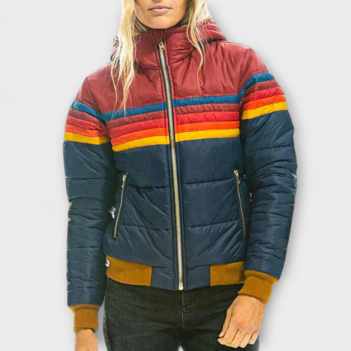 Parka Damen Kunstfellkapuze Retro Warm Marineblau Schwarz – Roswitha