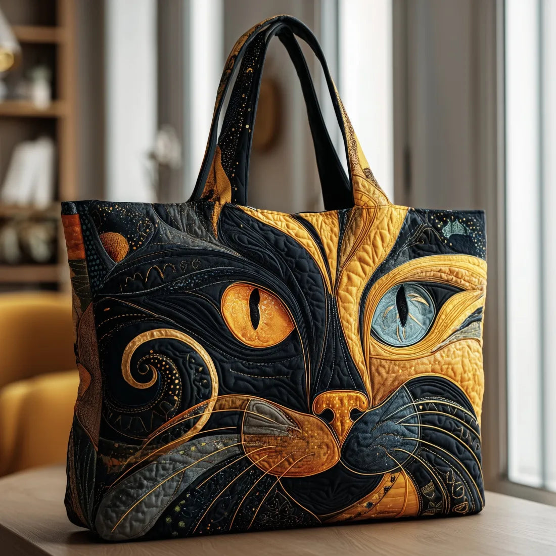 Gesteppte Tasche - Mystische Katze