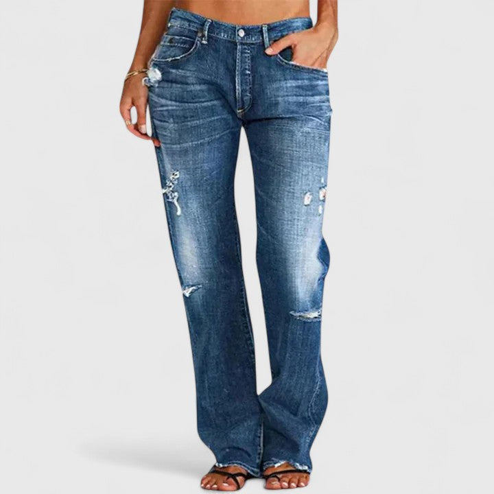 Jeans Damen Stretch Hoher Bund Grosse Grössen Blau Schwarz – Lianette