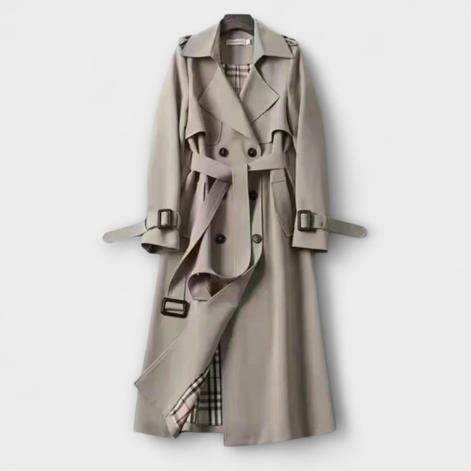 Trenchcoat Damen Klassisch Elegant Übergangsjacke Beige Braun – Jualita