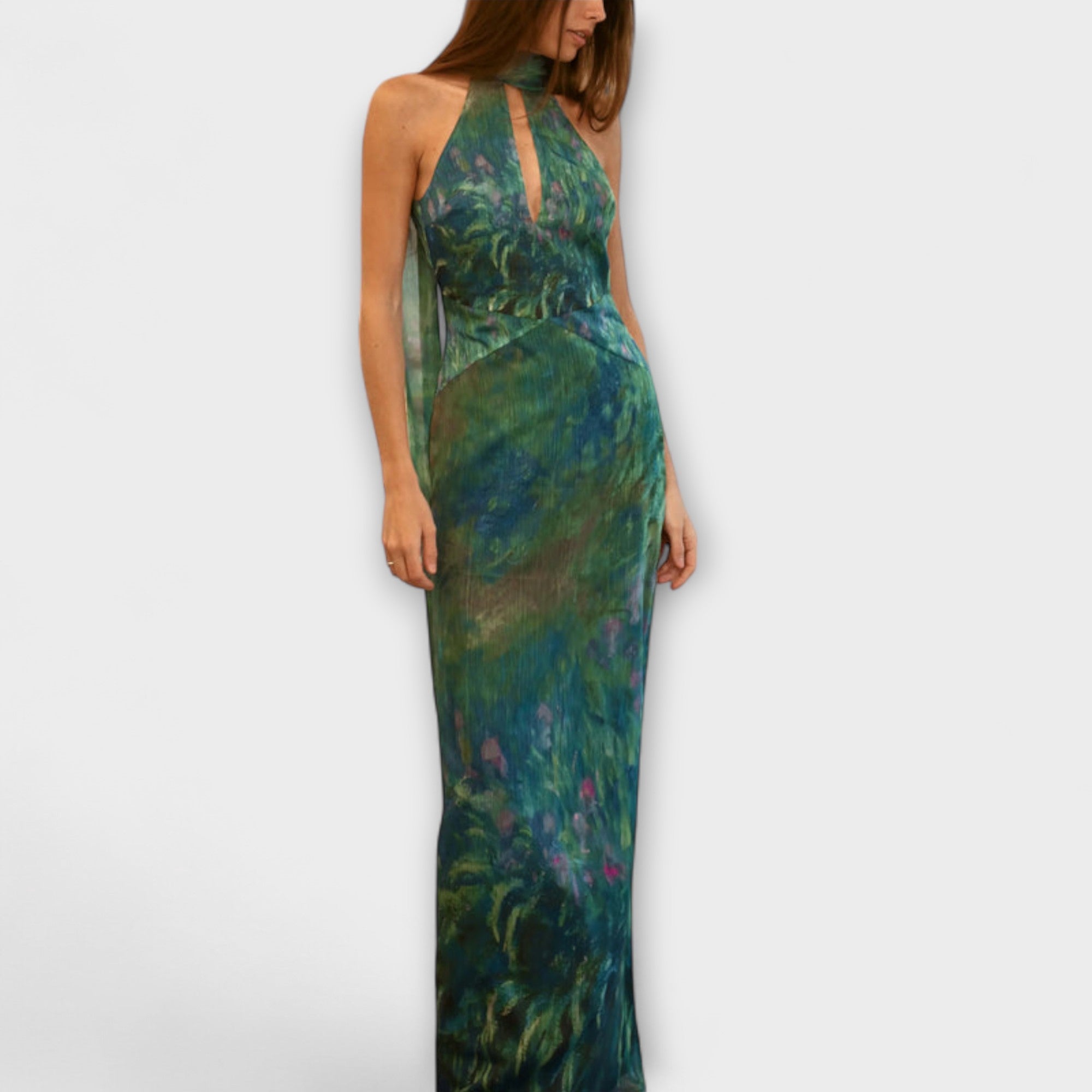Maisie - Iris Druck Monet Maxikleid