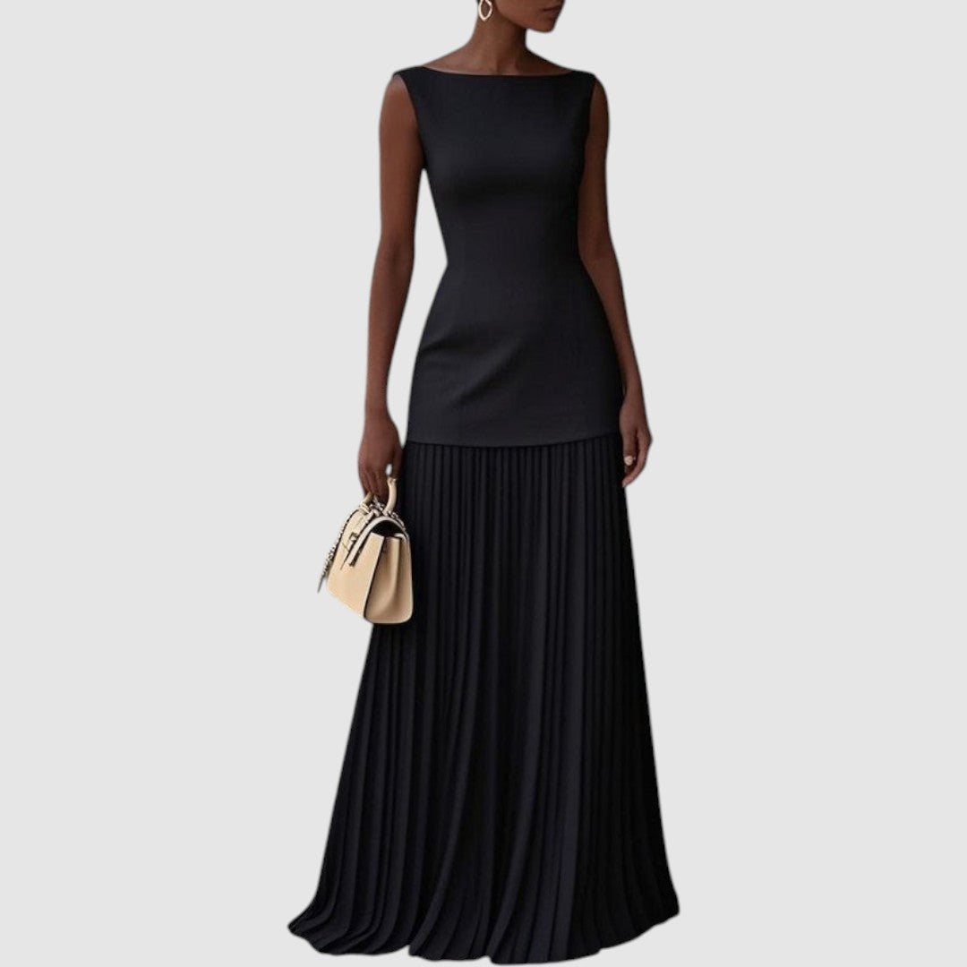 Eliška - Ärmelloses Maxikleid mit Plisseerock