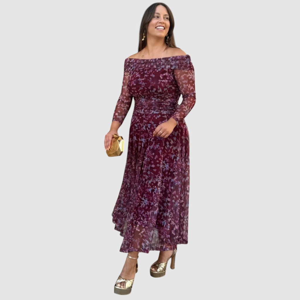 Dana - Off-Shoulder-Abendkleid mit Blumenmuster