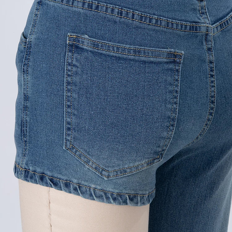 Latzshorts Damen Jeans Asymmetrisch Einzelner Träger – Astra
