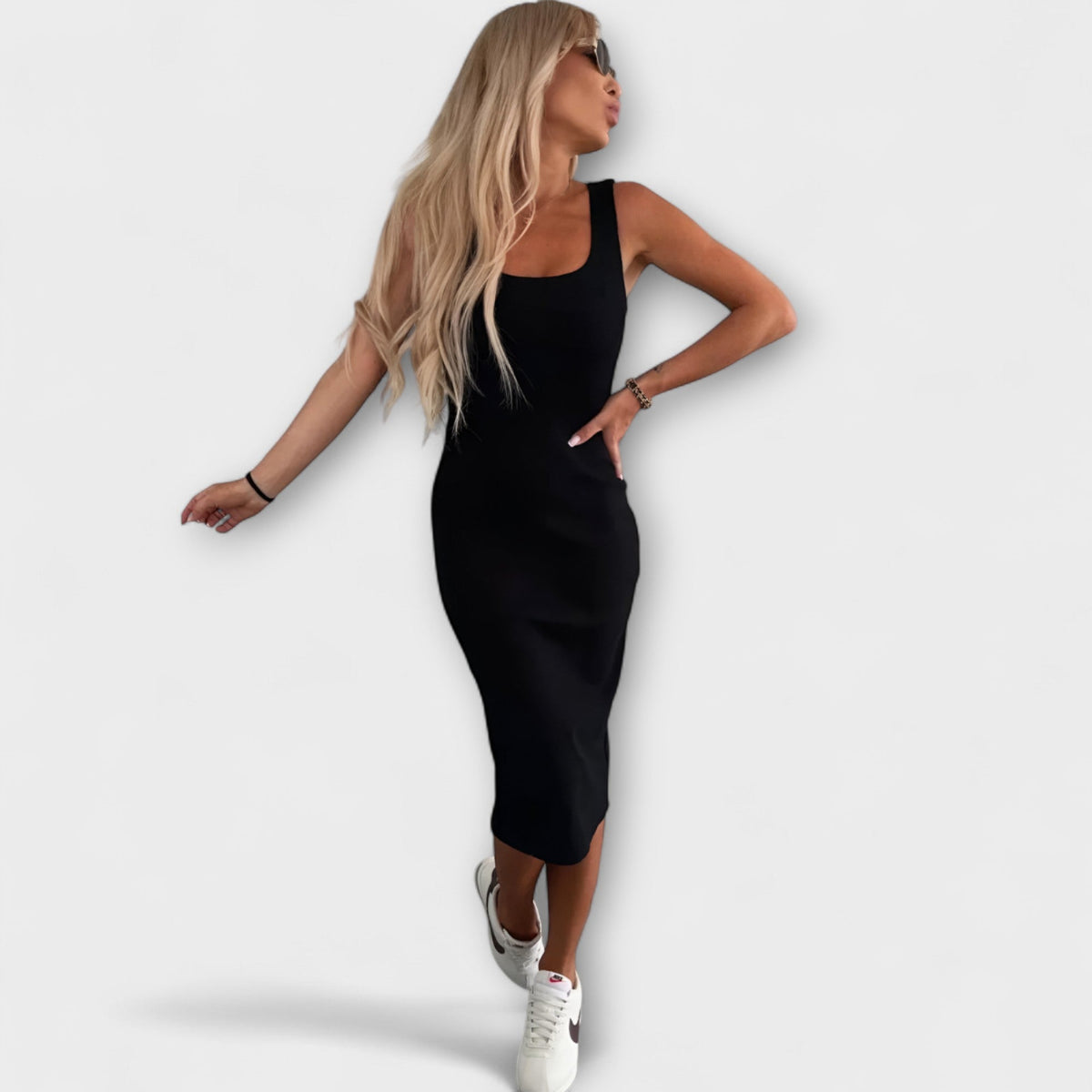 Zweiteiler Damen Fliessendes Top Weite Hose Beige Blau – Anna