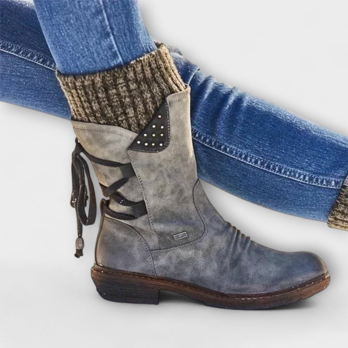 Winterstiefel Damen Orthopädisch Warm Gefüttert Grau Blau Schwarz