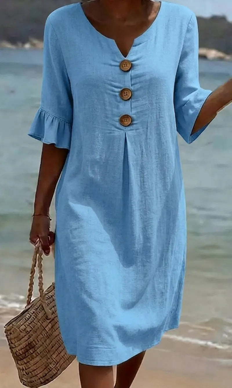 Lässiges blaues Kleid für freie Tage