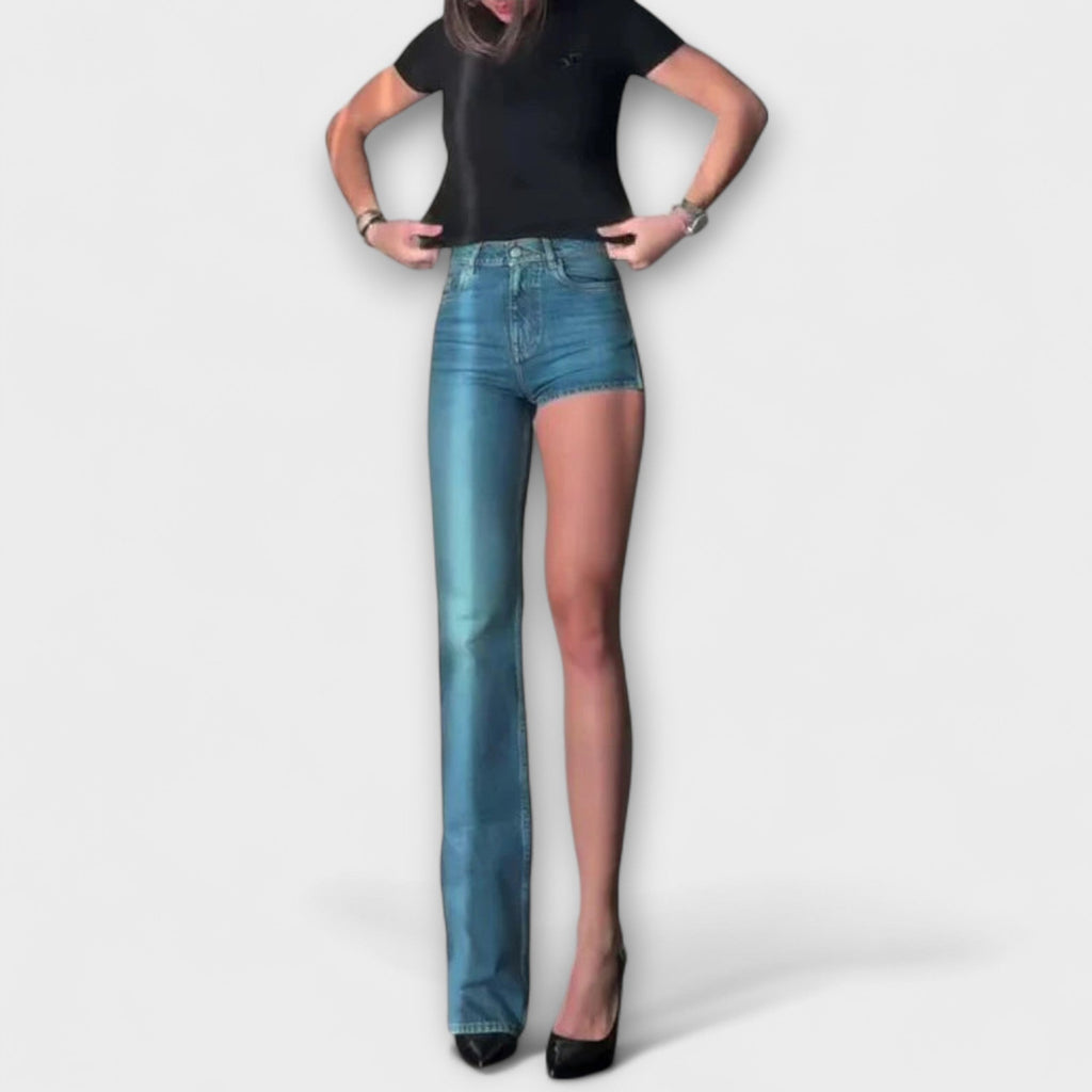 Latzshorts Damen Jeans Asymmetrisch Einzelner Träger – Astra