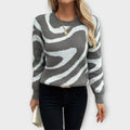 Pullover Damen Blumenmuster Strick Langarm Grosse Grössen – Larissa