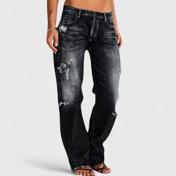 Jeans Damen Stretch Hoher Bund Grosse Grössen Blau Schwarz – Lianette