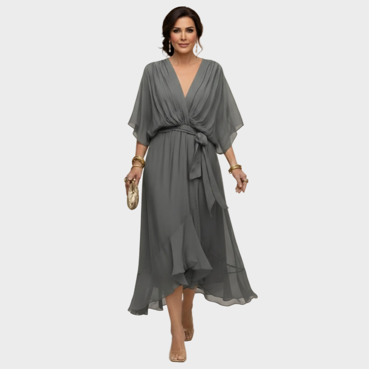 Monica - Chiffonkleid mit V-Ausschnitt