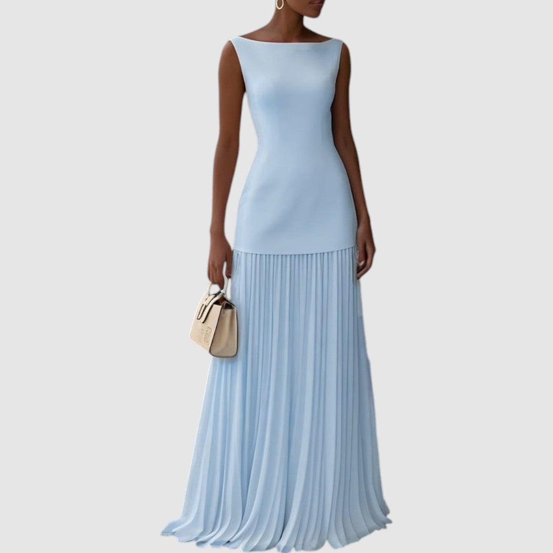 Eliška - Ärmelloses Maxikleid mit Plisseerock