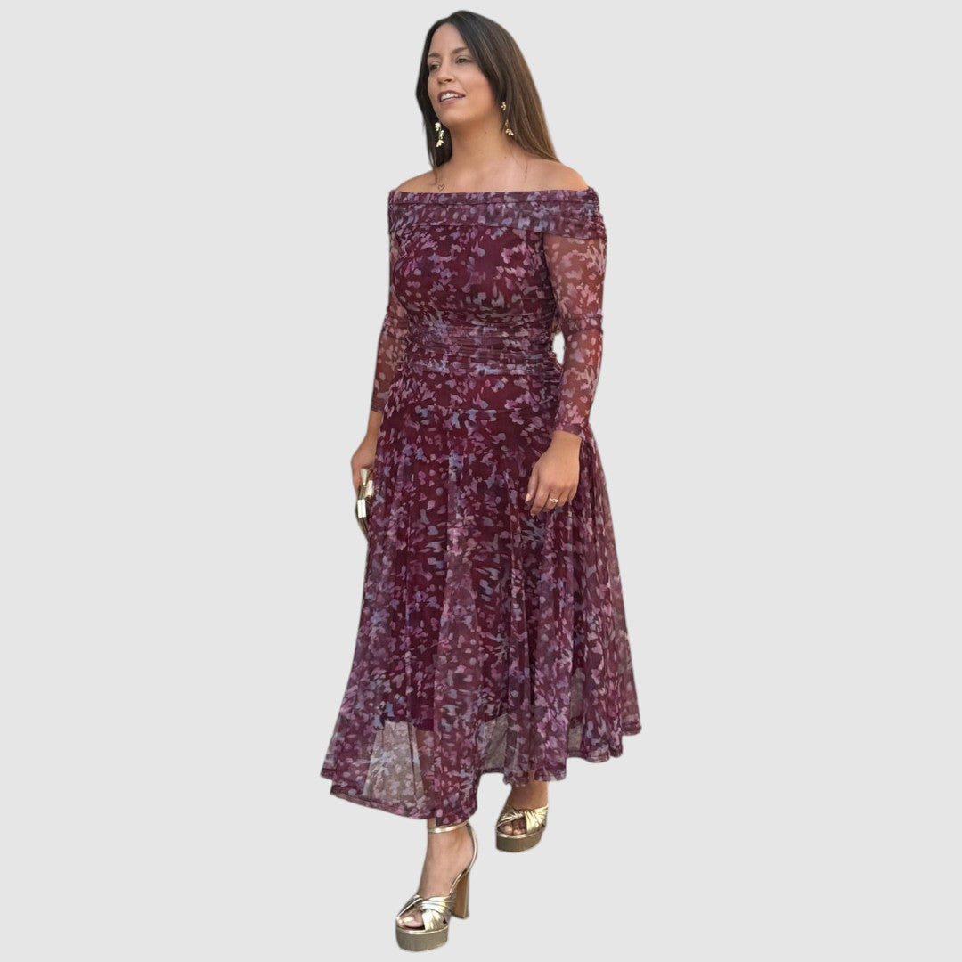 Dana - Off-Shoulder-Abendkleid mit Blumenmuster