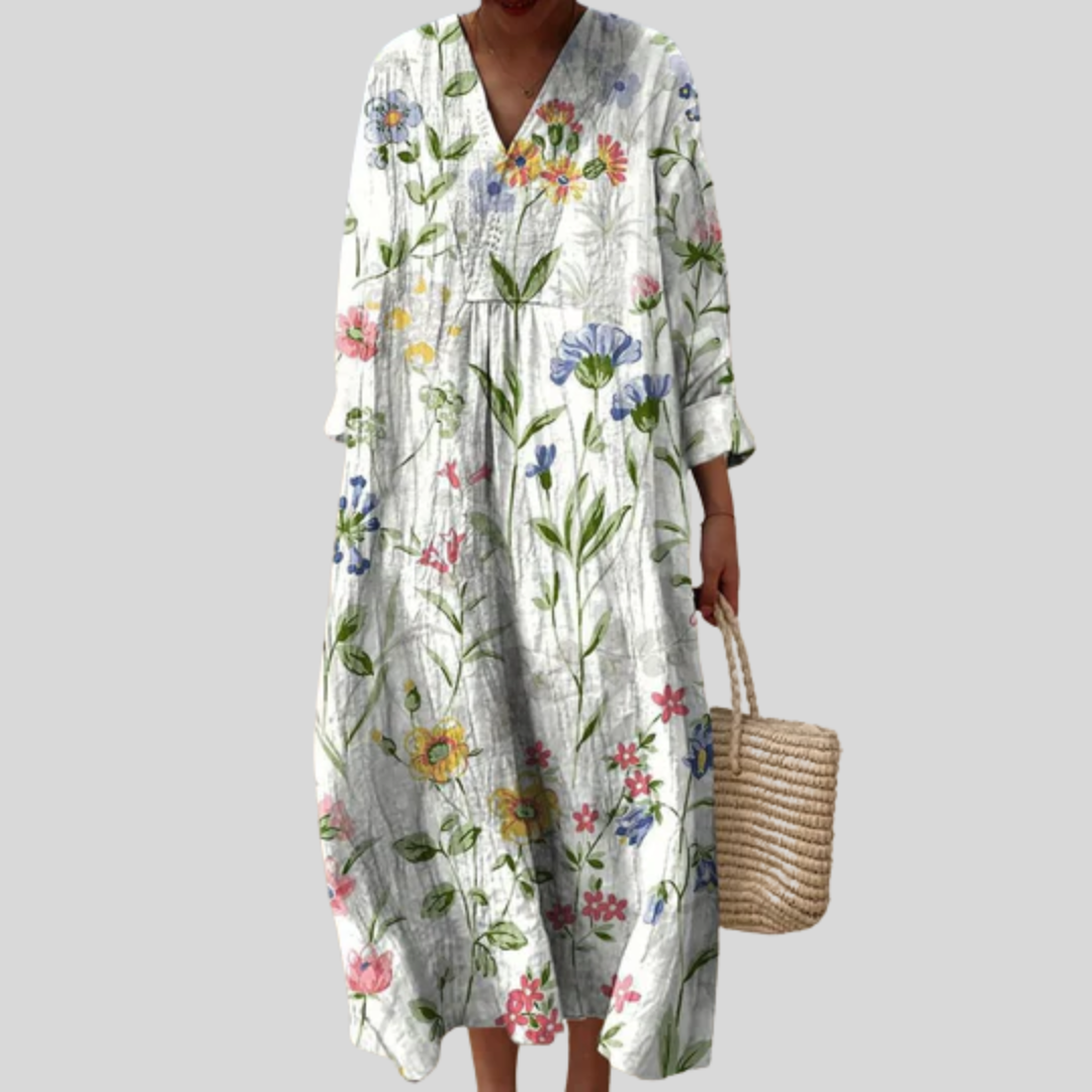 Weisses Kleid mit Wildblumen-Print