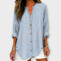 Bluse Damen V-Ausschnitt Streifenmuster Blau Hellrosa Grau – Lucida