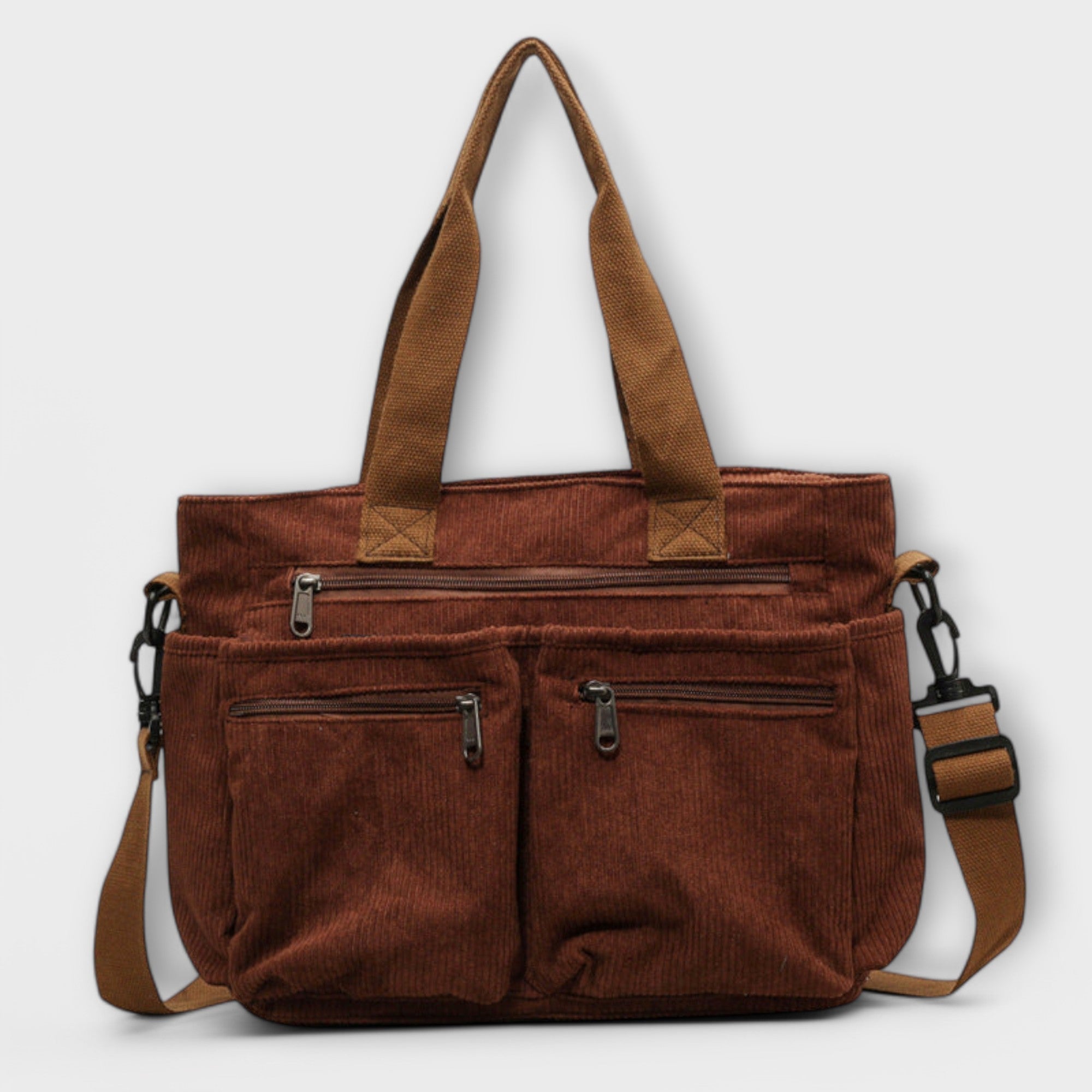 Shopper Damen Leicht Wasserabweisend Reissverschluss Schwarz Grün Braun Beige – Emilia