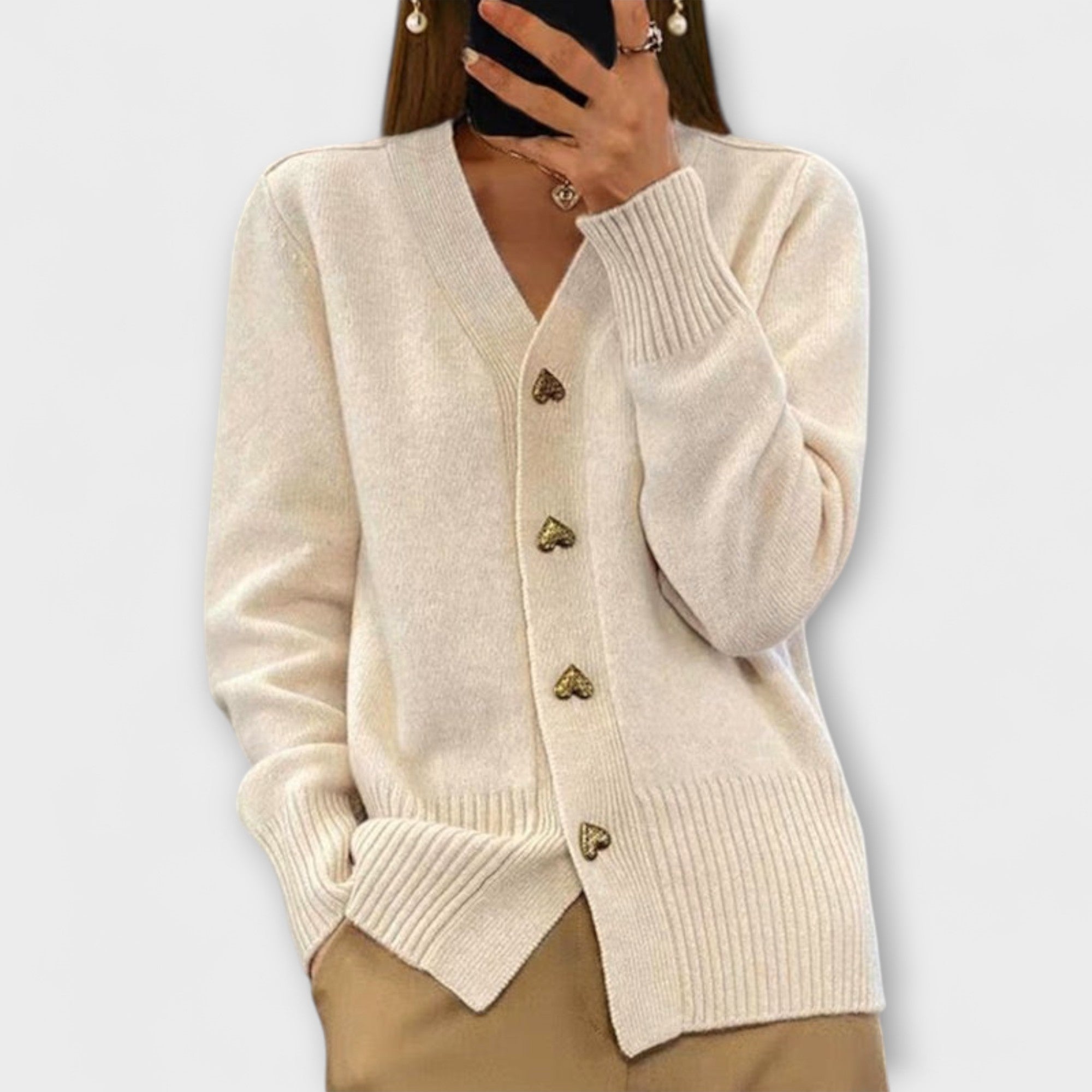 Marij – Damen-Pullover mit V-Ausschnitt im Vintage-Look