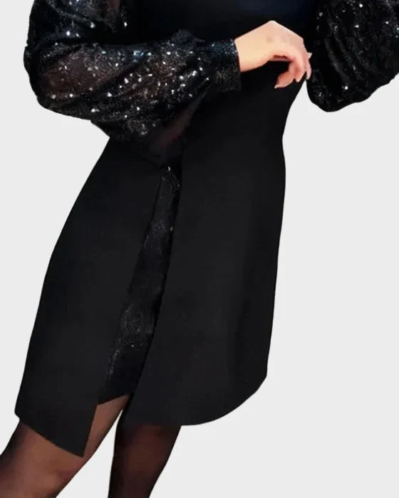 Iwona - Kleid mit glänzenden Puffärmeln