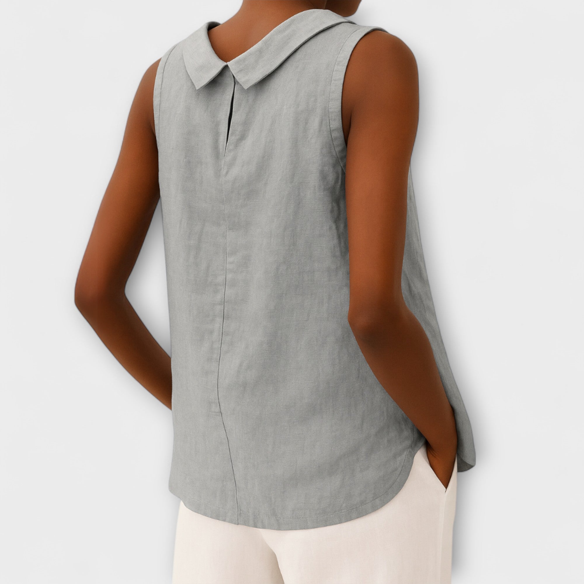 Top Damen Ärmellos Atmungsaktiv Grau Beige Blau Rosa – Brianna