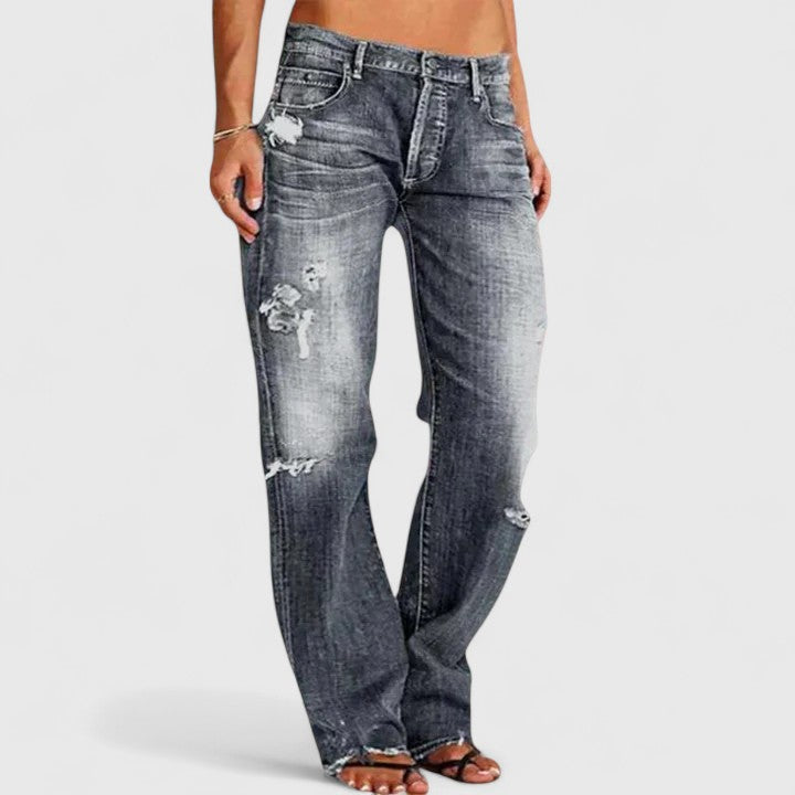 Jeans Damen Stretch Hoher Bund Grosse Grössen Blau Schwarz – Lianette