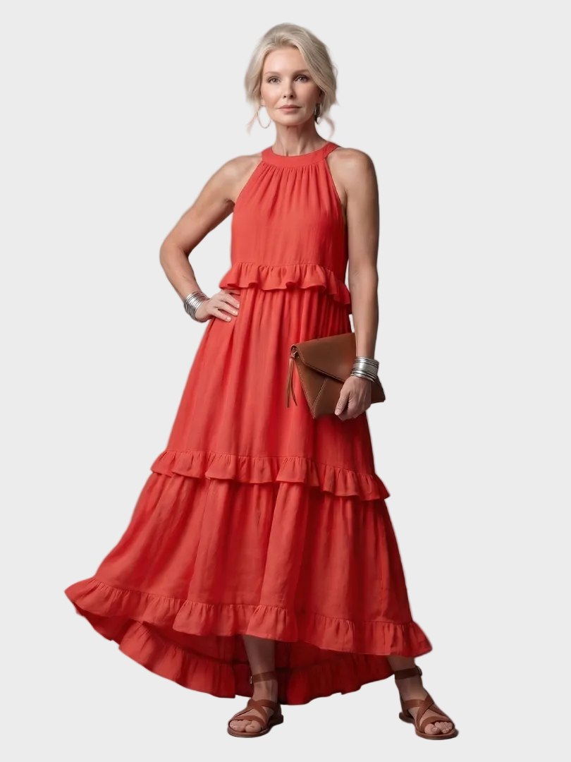 Katia - Maxikleid mit Neckholder und Volants
