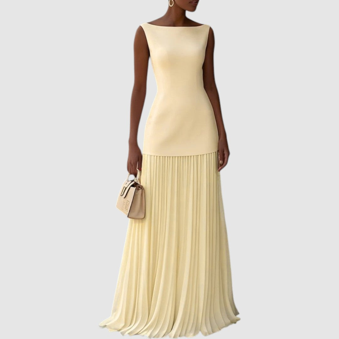 Eliška - Ärmelloses Maxikleid mit Plisseerock