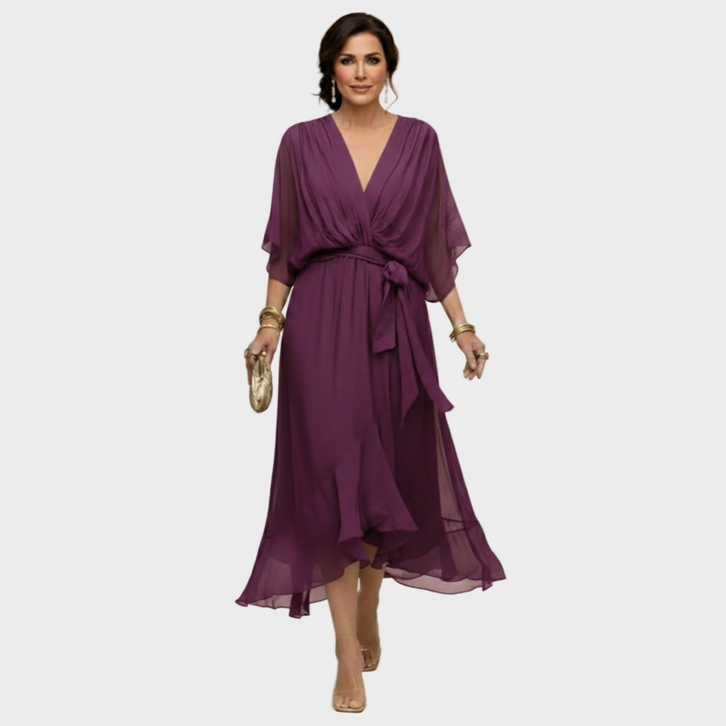 Monica - Chiffonkleid mit V-Ausschnitt