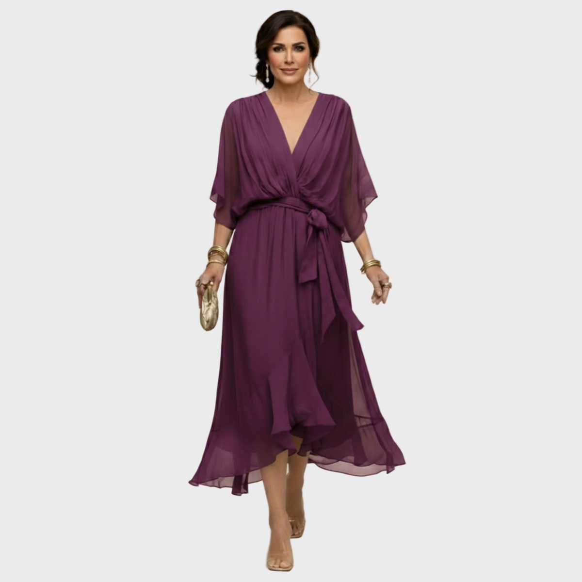 Monica - Chiffonkleid mit V-Ausschnitt