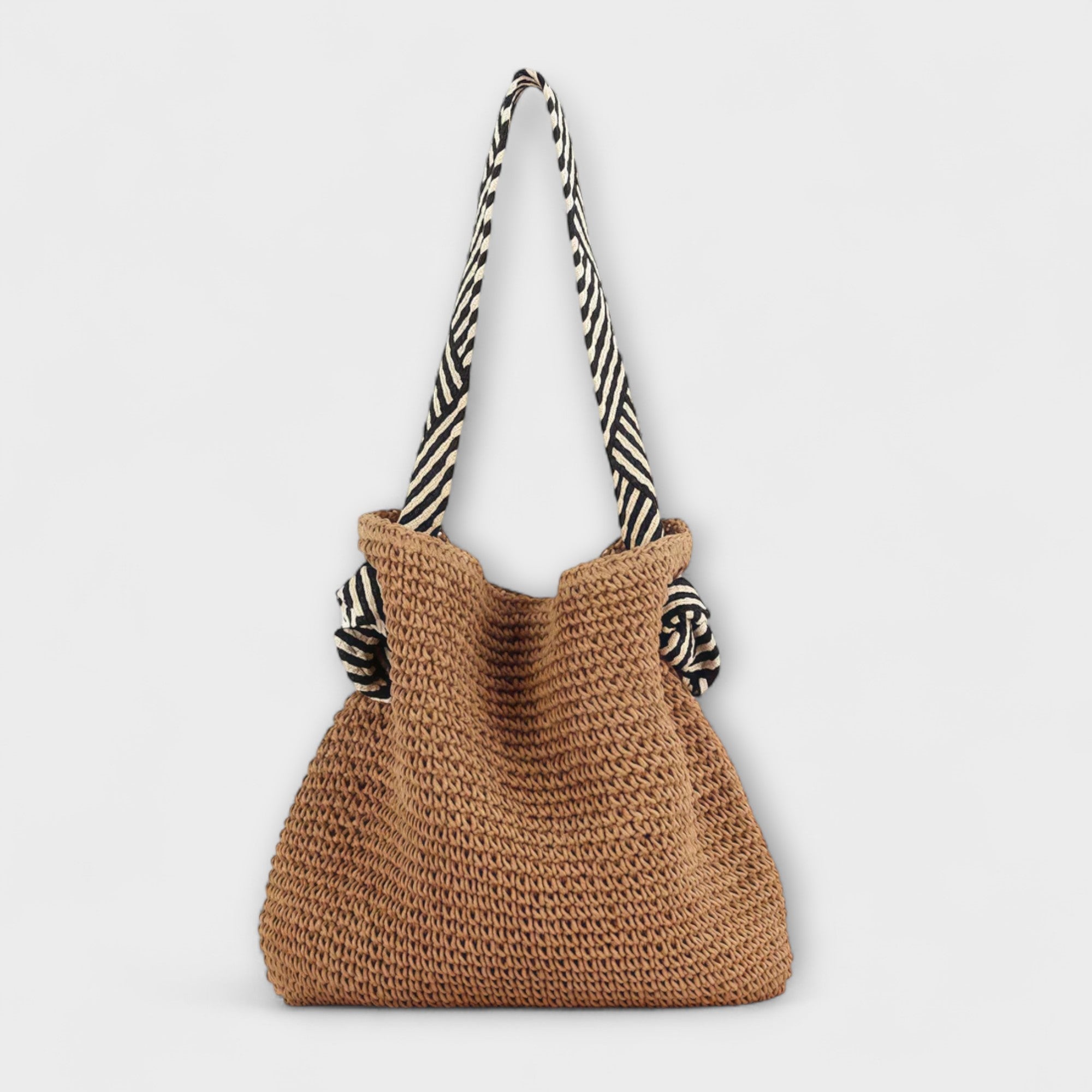 Shopper Damen Boho Handgewebt Struktur Braun Beige Gross – Suzu