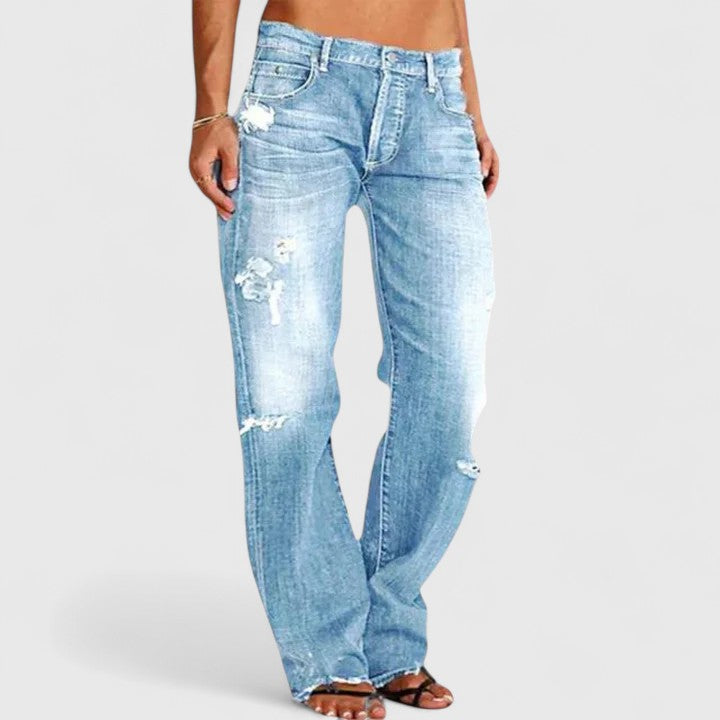 Jeans Damen Stretch Hoher Bund Grosse Grössen Blau Schwarz – Lianette