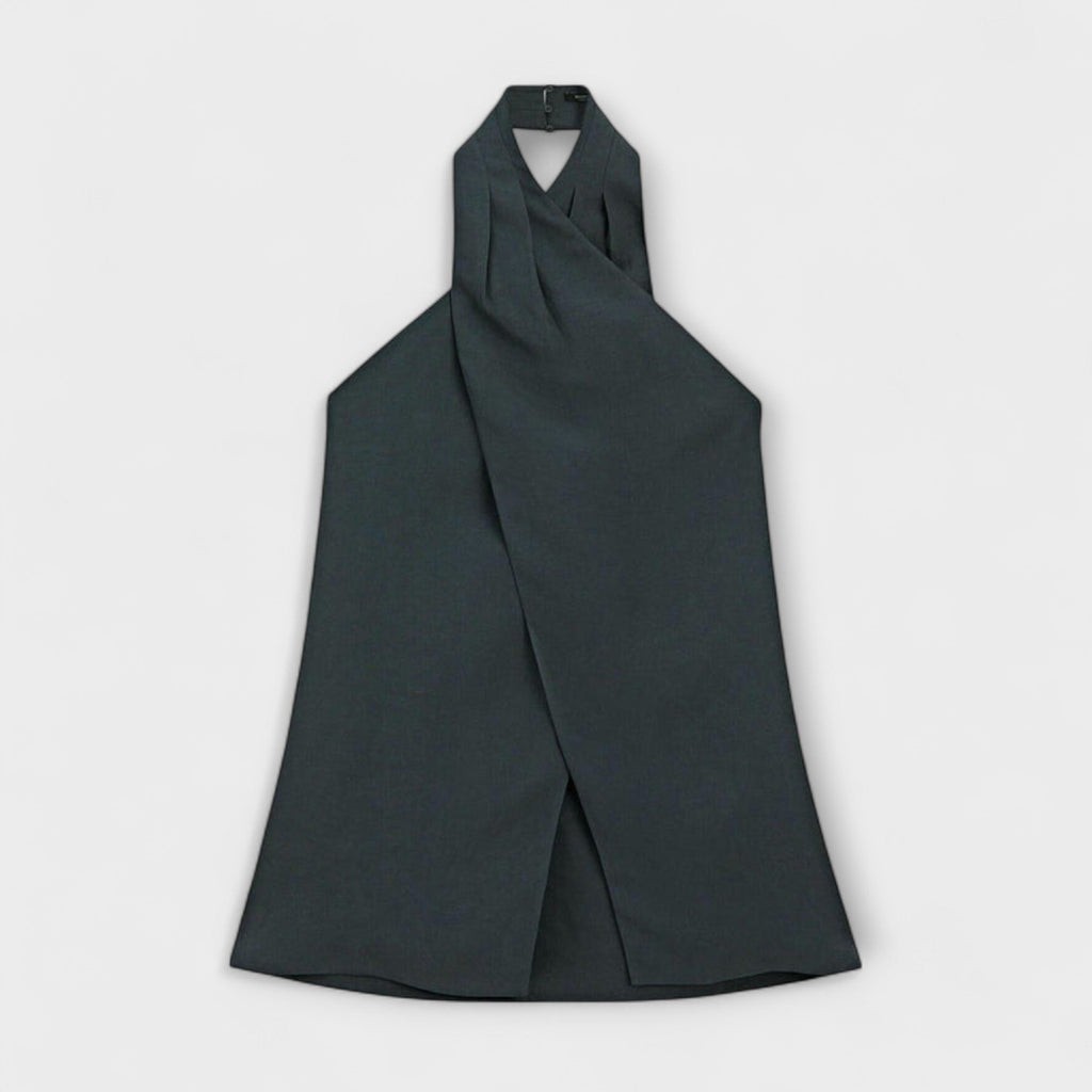 Top Damen Neckholder in Blau rückenfrei mit Bindeband – Hannah