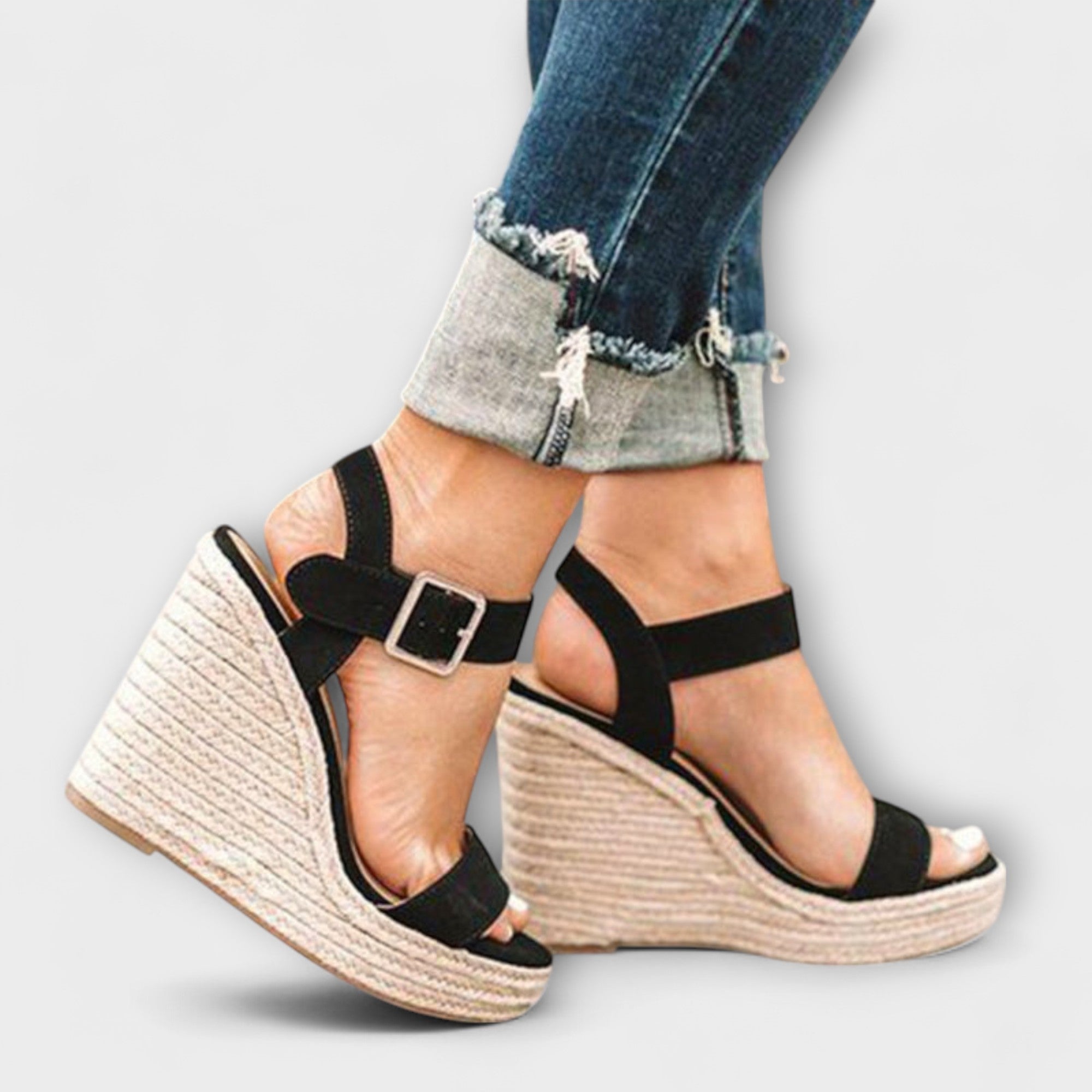 Sandalen Damen Riemchen Schnalle Schlangenmuster Braun Schwarz – Elizabeth
