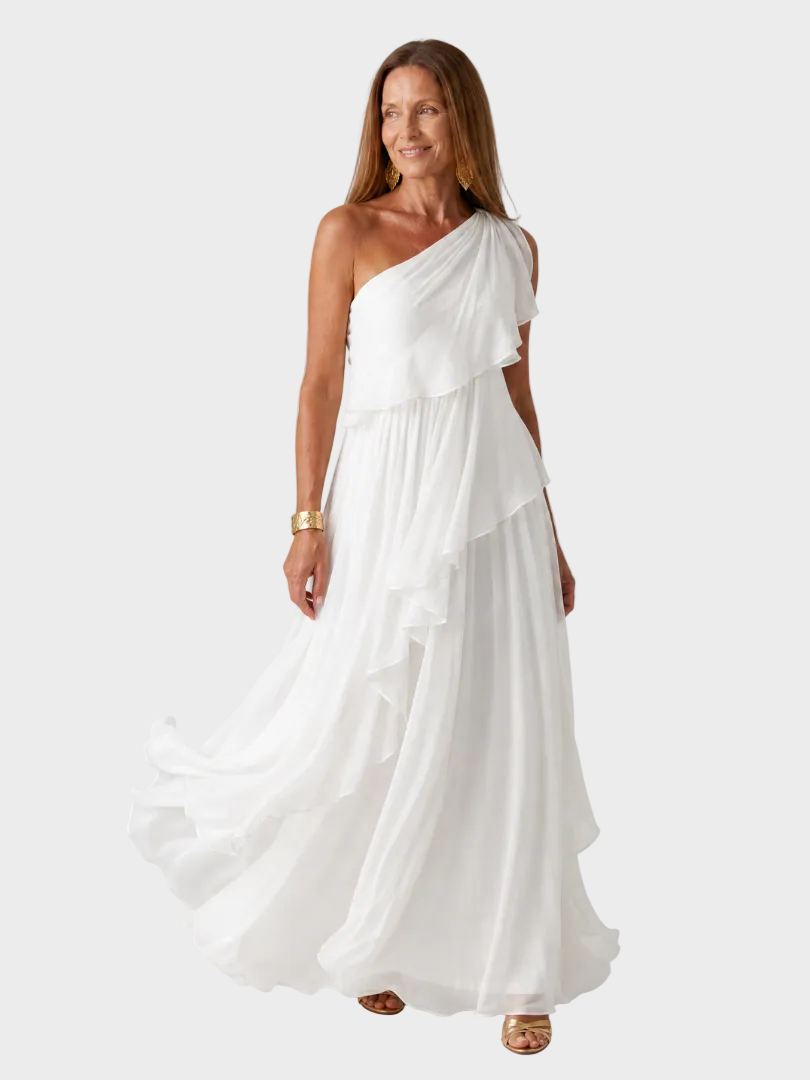 Talia - One-Shoulder-Maxikleid mit Volants