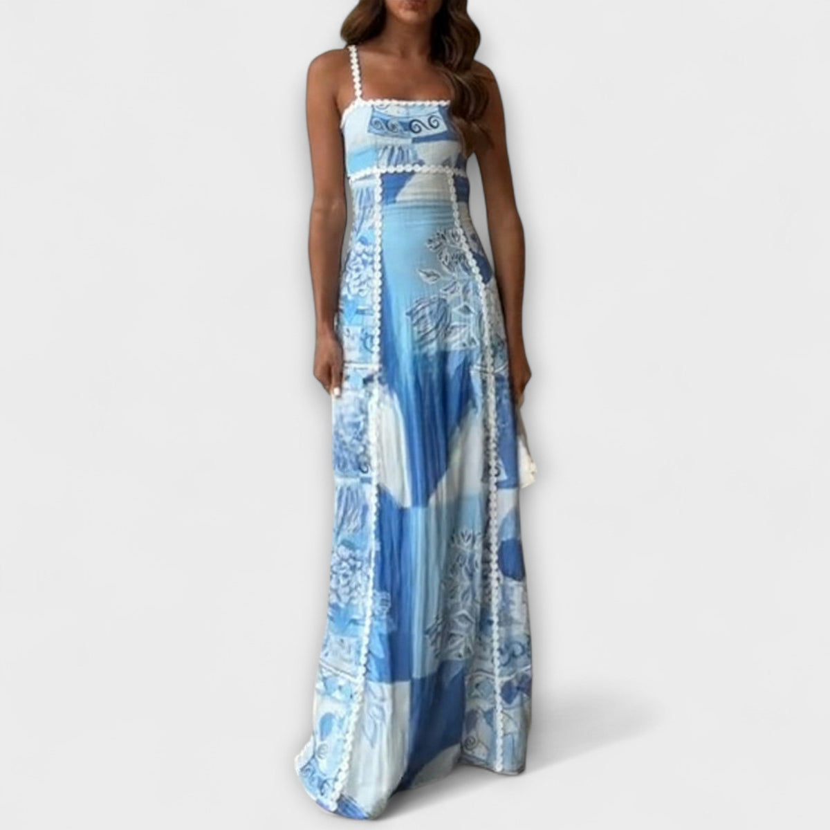 Terazza Ric Rac - Slip Flared Leinen Maxikleid