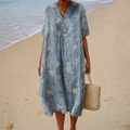 Schmeichelhaftes bedrucktes Sommerkleid