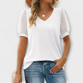 Bluse Damen V-Ausschnitt Transparente Ärmel Schwarz Weiss Grün – Rema