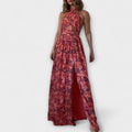 Nortrud - Rückenfreies Maxikleid mit floralem Muster