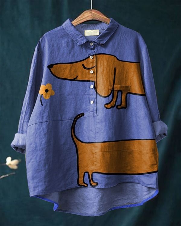 Rahel | Lässige Bluse mit kunstvollem Dackelprint