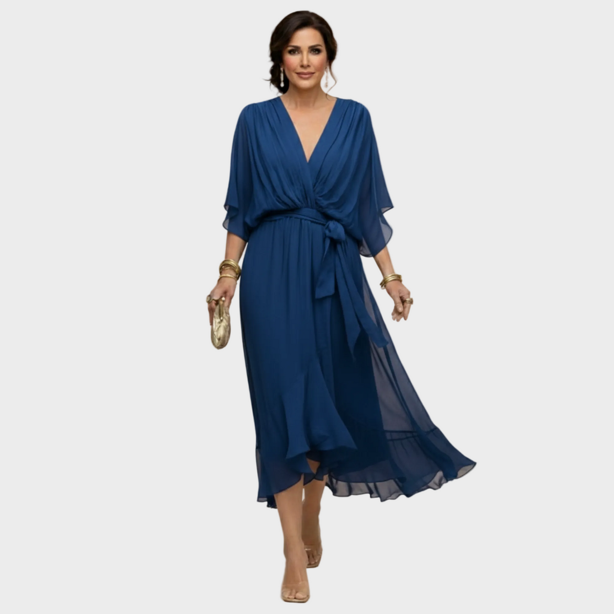 Monica - Chiffonkleid mit V-Ausschnitt