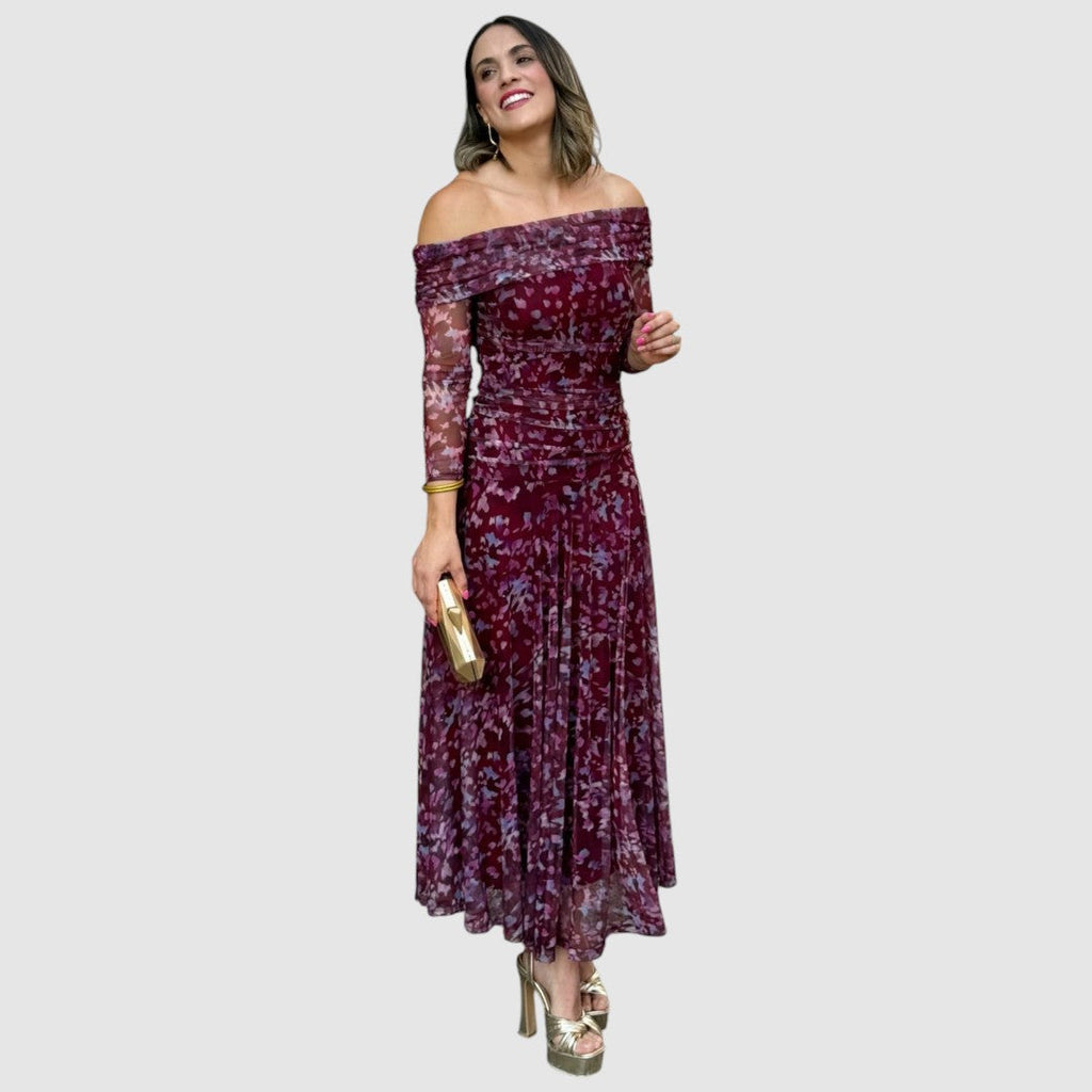 Dana - Off-Shoulder-Abendkleid mit Blumenmuster