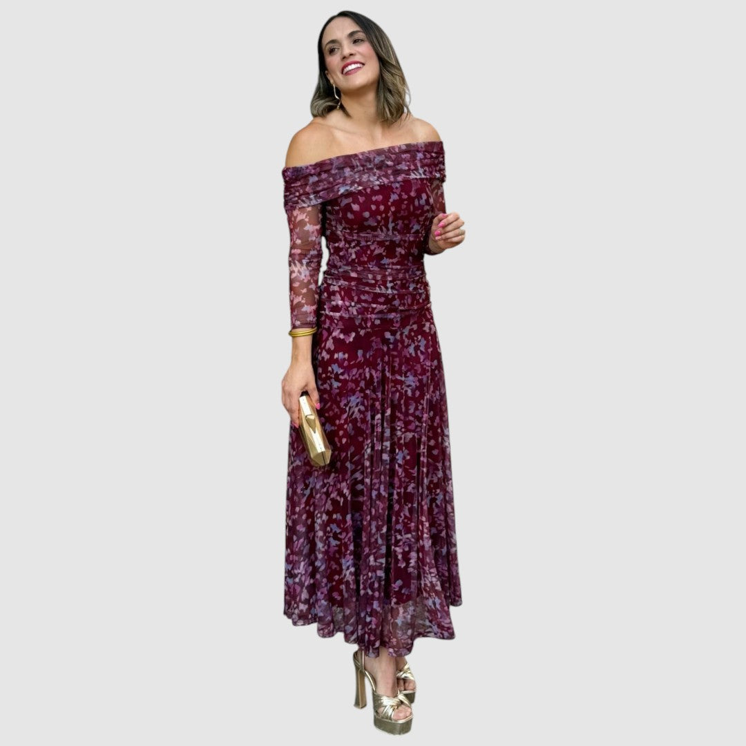 Dana - Off-Shoulder-Abendkleid mit Blumenmuster