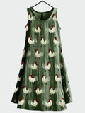 Kleid mit Hahn-Muster